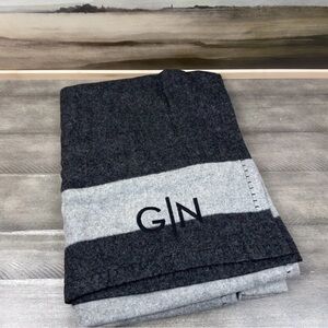 Williams Sonoma Lambswool Throw Blanket Gray Tan Multi 50x70" Monogrammed NWOT